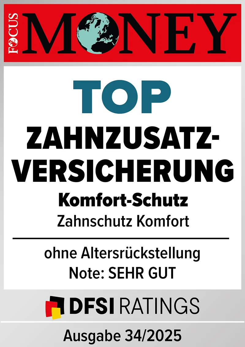Fokus Money Siegel in der Kategorie Top Zahnzusatzversicherung für den Tarif Komfort