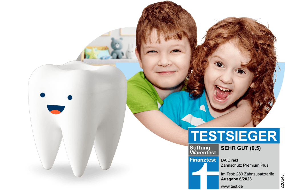 Da lächelt der Nachwuchs: Zahnspange für Kinder dank Zusatzversicherung von DA Direkt voll abgedeckt.