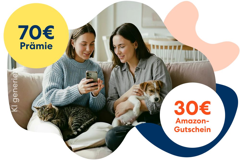 Tell a Friend Aktion für Tierkrankenversicherungen der DA Direkt: 70€ Prämie und 30 € Amazon-Gutschein sichern.