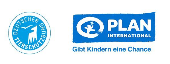 Logos vom Deutschen Tierschutzbund e. V. und PLAN International.