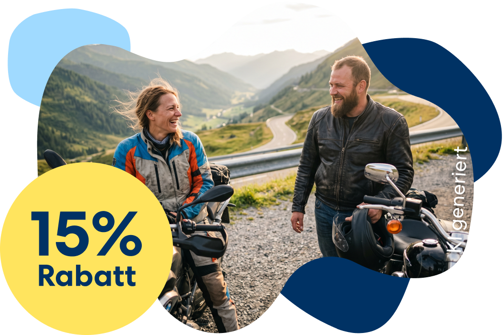 Ein Paar macht Rast während der Ausfahrt | DA Direkt Motorradversicherung