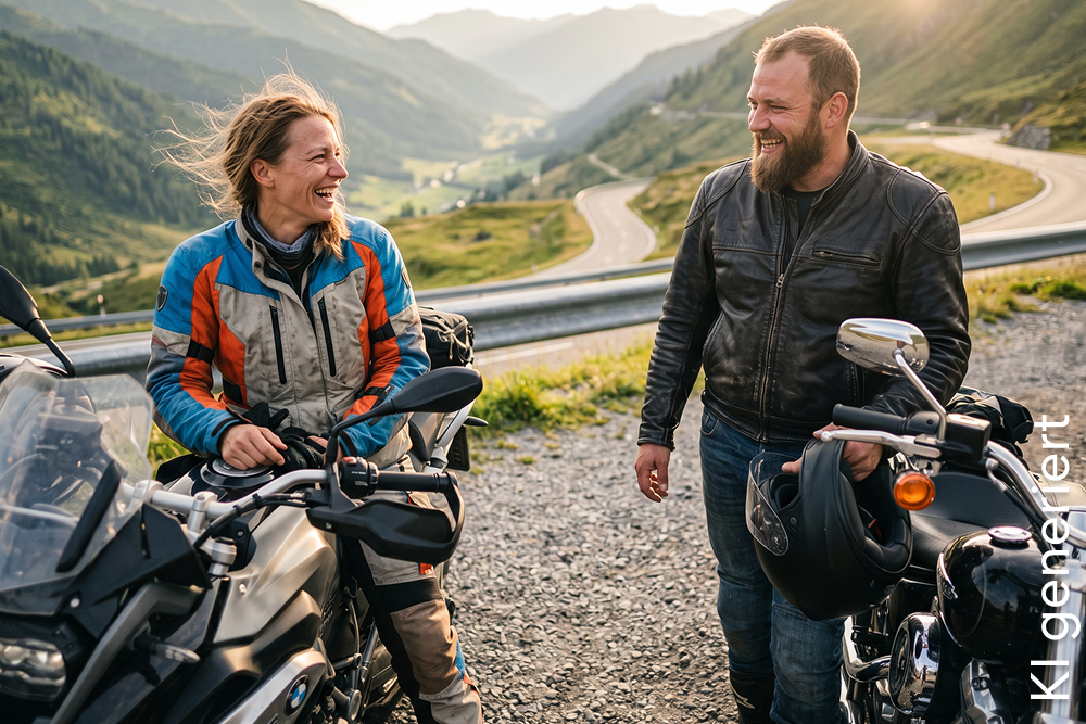 Ein Paar macht Rast während der Ausfahrt | DA Direkt Motorradversicherung