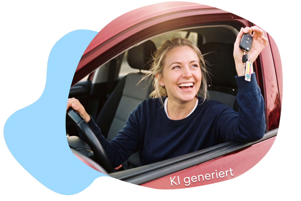 Frau sitzt im Auto und übergibt ihre Schlüssel | DA Direkt Mobilitätsservice
