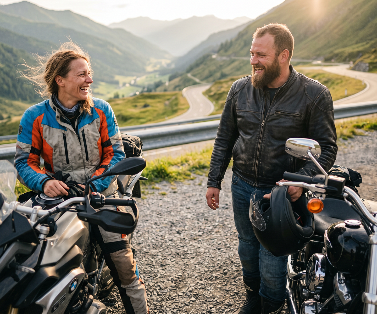 Ein Paar macht Rast während der Ausfahrt | DA Direkt Motorradversicherung