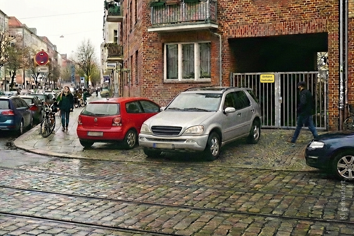 Mehrere Autos parken vor der eigenen Einfahrt