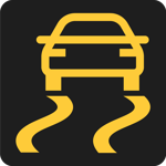 Die ESP-Kontrollleuchte zeigt ein schleuderndes Auto und weist auf ein Problem mit der Elektronischen Stabilitätskontrolle (ESP) oder der Antriebsschlupfregelung (ASR) hin.