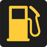 Die Zapfsäulen-Kontrollleuchte weist darauf hin, dass kaum Sprit mehr im Tank ist.