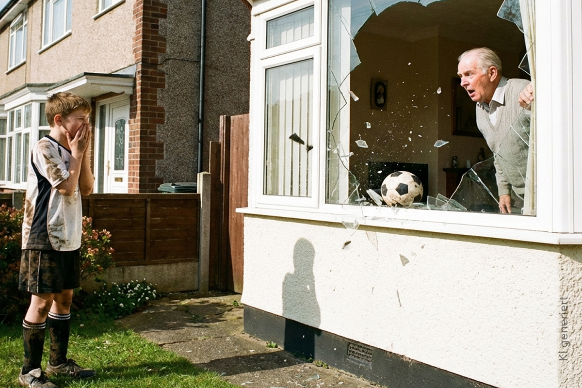 Haftpflichtversicherung für Familien: wenn der Fußball des Nachwuchses im Nachbarfenster landet