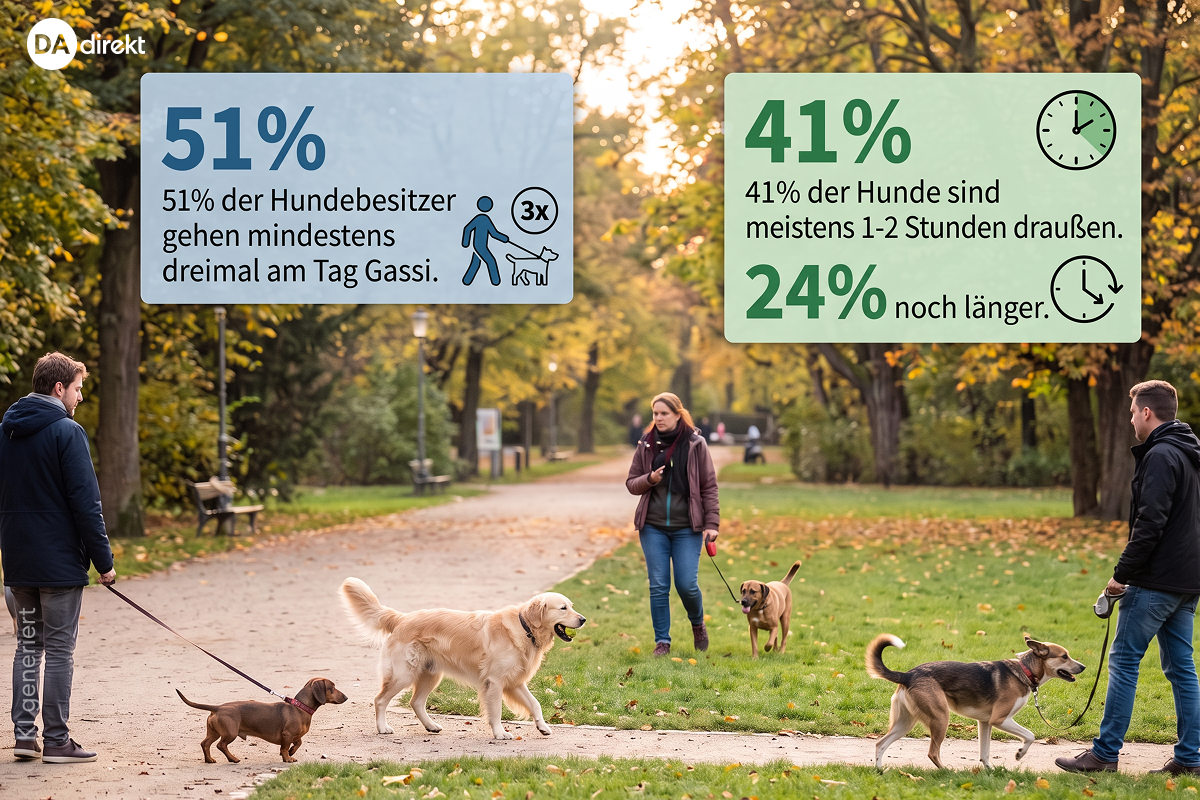 51% der Hundebesitzer gehen mindestens dreimal am Tag Gassi