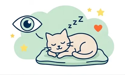 Schaubild einer schlafenden Katze, die beobachtet werden muss nach einer OP
