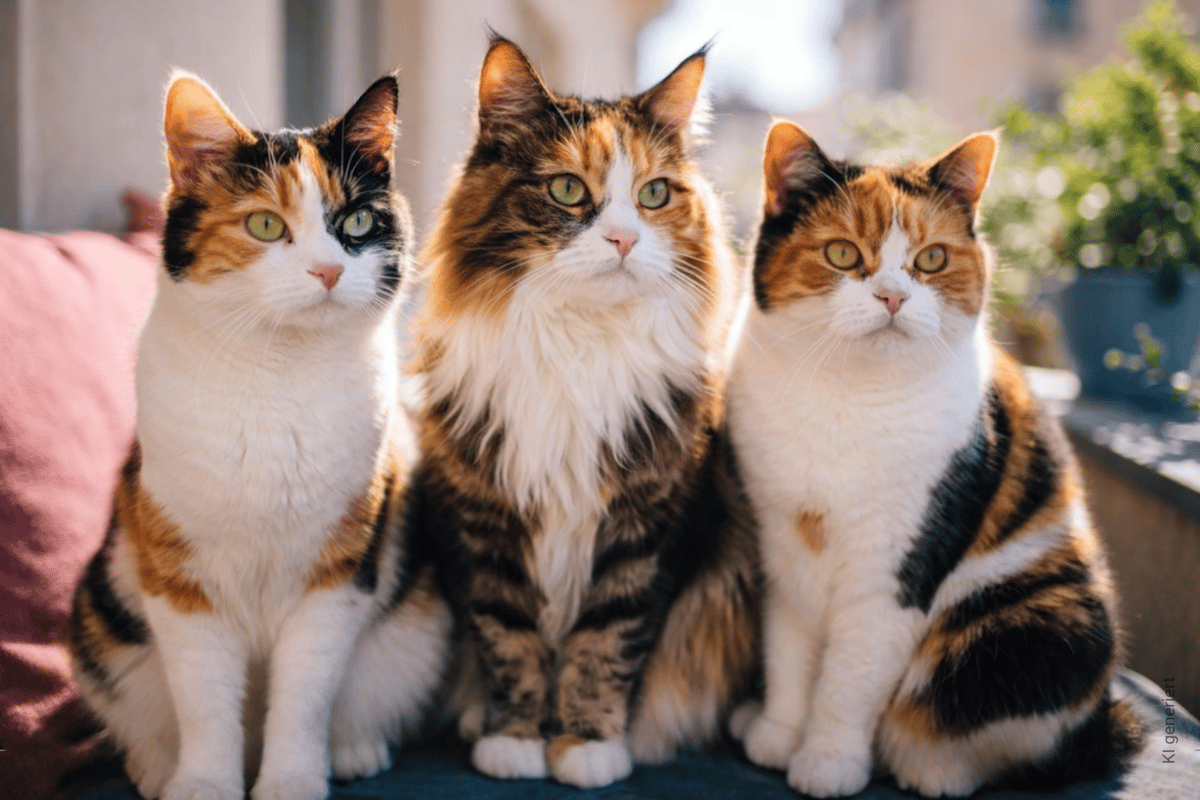 Drei Glückskatzen nebeneinander.