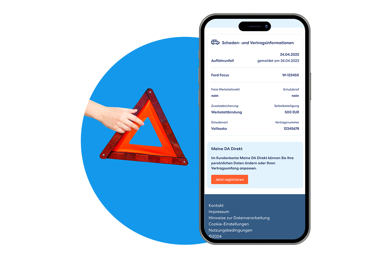 Digitaler Schadenassistent - alle Informationen zum Schaden und Vertrag