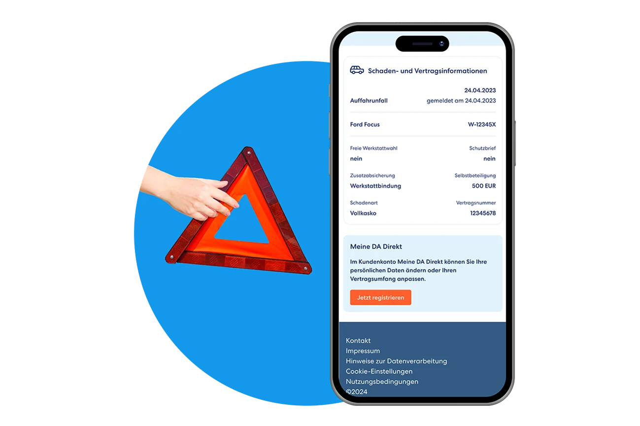 Digitaler Schadenassistent - alle Informationen zum Schaden und Vertrag