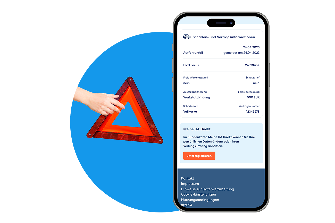 Digitaler Schadenassistent - alle Informationen zum Schaden und Vertrag
