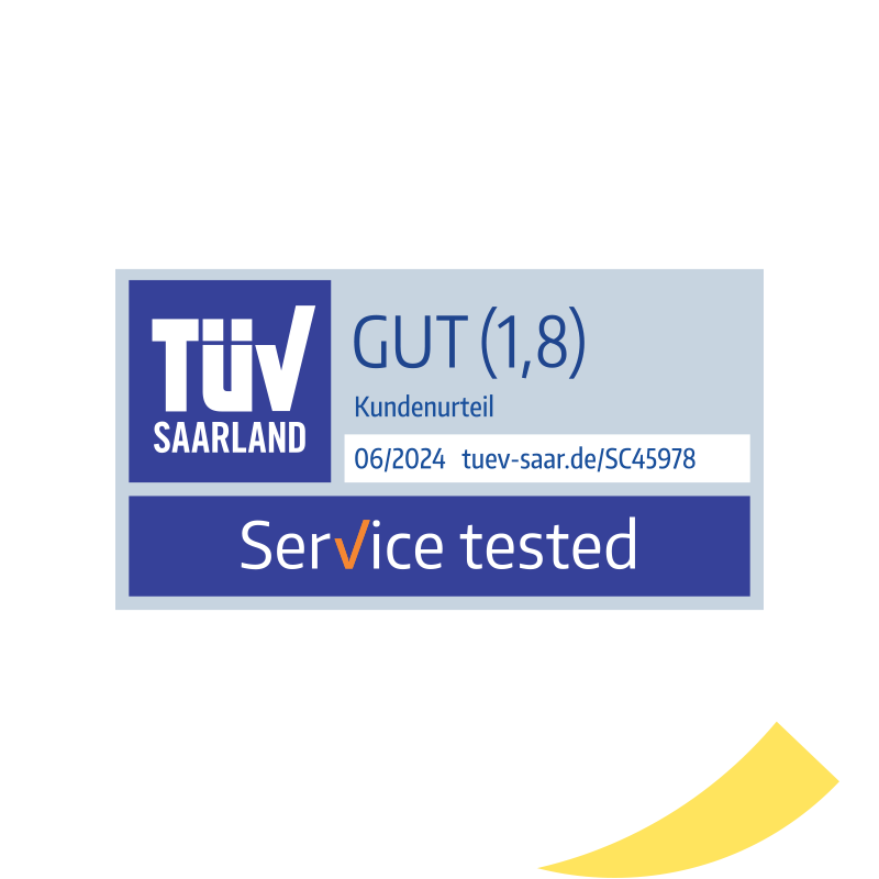 TÜV Saarland 06/2024 Siegel in der Kategorie "Service" mit der Note "Gut" für die DA Direkt Kfz-Versicherung