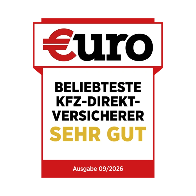 €uro-Magazin Siegel Bewertung "SEHR GUT": Ausgezeichneter KFZ-Direkt-Versicherer für die DA Direkt Kfz-Versicherung