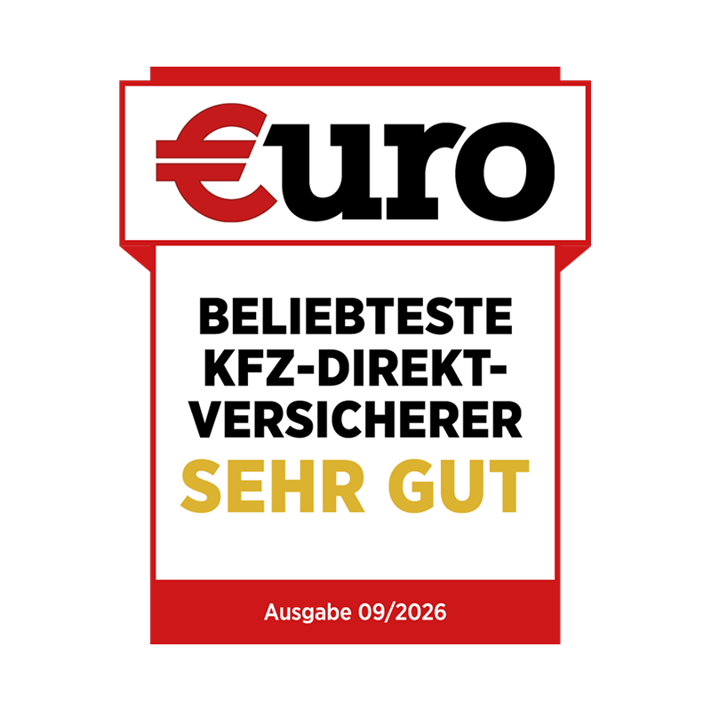 €uro-Magazin Siegel Bewertung "SEHR GUT": Ausgezeichneter KFZ-Direkt-Versicherer für die DA Direkt Kfz-Versicherung