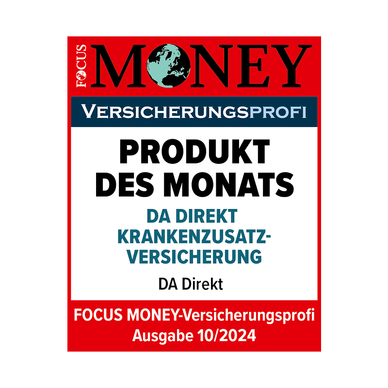 Focus Money Siegel: Produkt des Monats für die DA Direkt Krankenzusatzversicherung