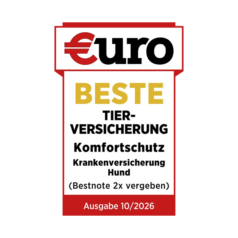 €uro-Magazin Siegel: Beste Tierversicherung für den Komfortschutz der DA Direkt Hundekrankenversicherung