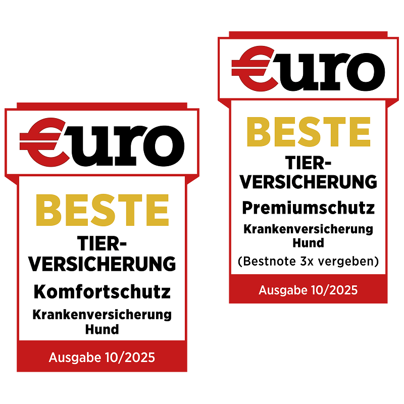 Euro Magazin Testsieger Siegel: Beste Hundekrankenversicherung in den Tarifen Komfort und Premium