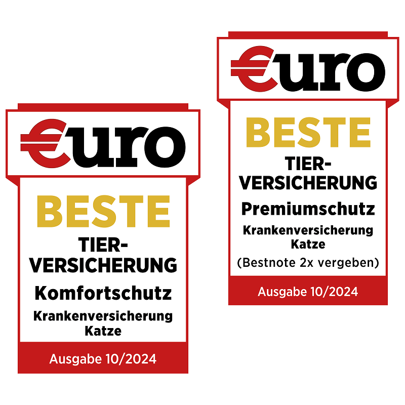 Euro Magazin Testsieger Siegel: Beste Katzenkrankenversicherung in den Tarifen Komfort und Premium