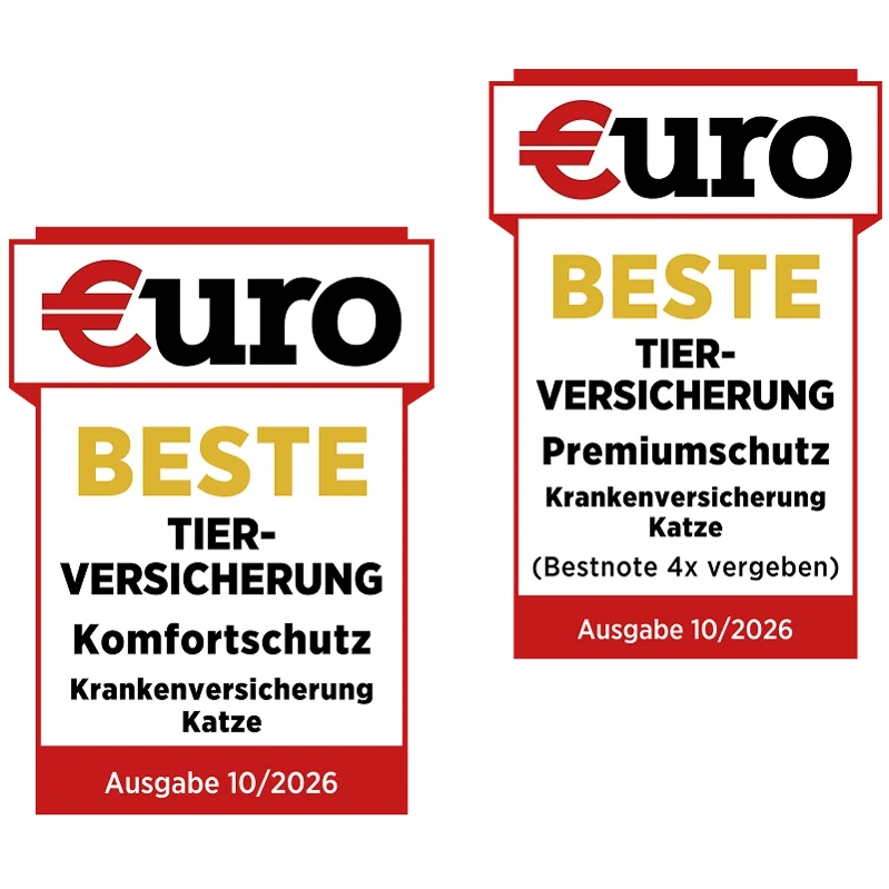 Euro Magazin Testsieger Siegel: Beste Katzenkrankenversicherung in den Tarifen Komfort und Premium