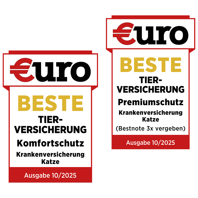 Euro Magazin Testsieger Siegel: Beste Katzenkrankenversicherung in den Tarifen Komfort und Premium