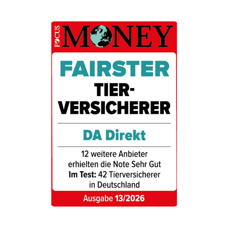 Fokus Money Siegel: Fairster Tierversicherer für die DA Direkt Tierkrankenversicherung
