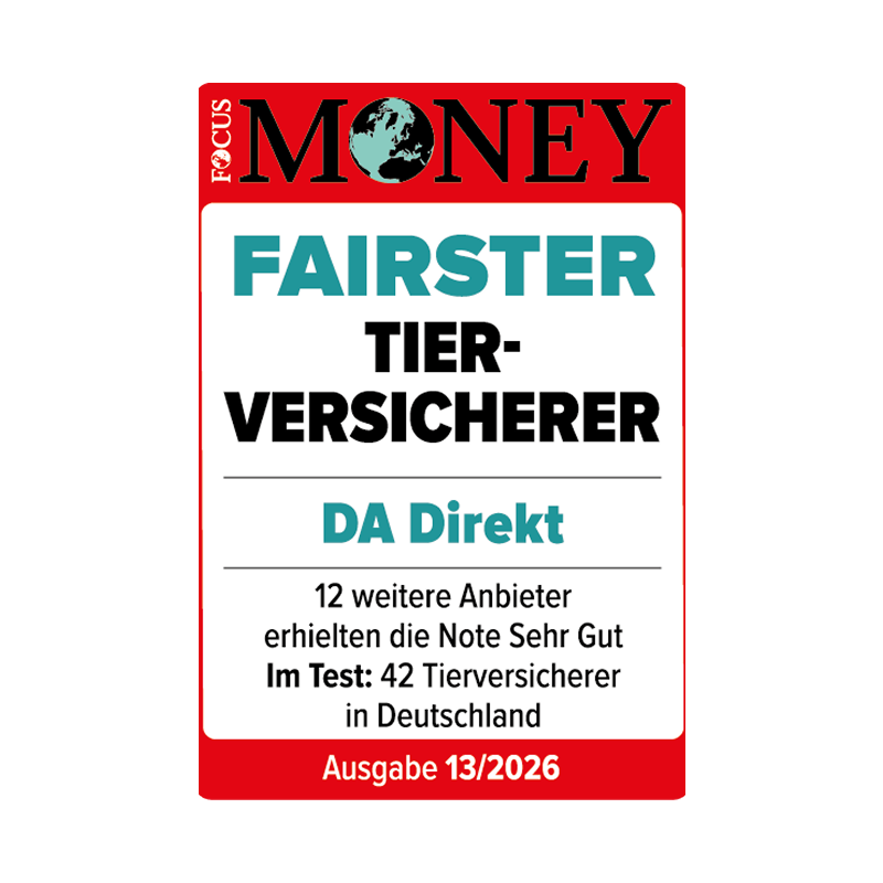 Fokus Money Siegel: Fairster Tierversicherer für die DA Direkt Tierkrankenversicherung