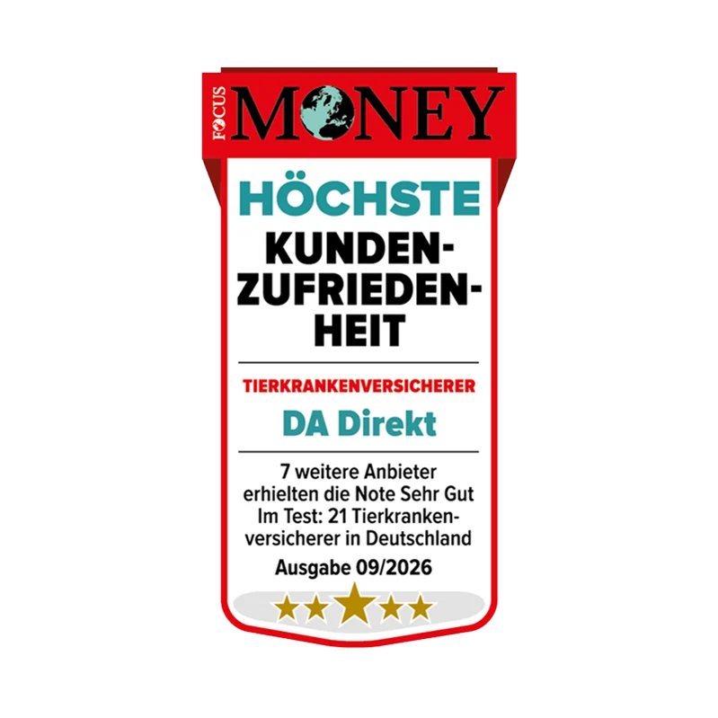 Fokus Money Siegel: Höchste Kundenzufriedenheit für die DA Direkt Tierkrankenversicherung