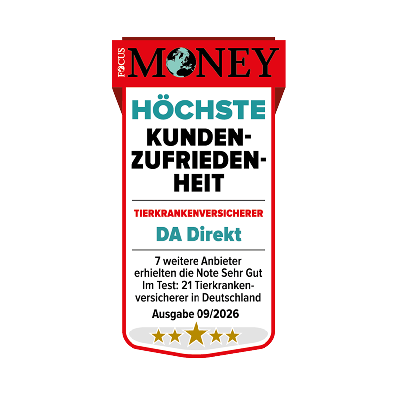 Fokus Money Siegel: Höchste Kundenzufriedenheit für die DA Direkt Tierkrankenversicherung