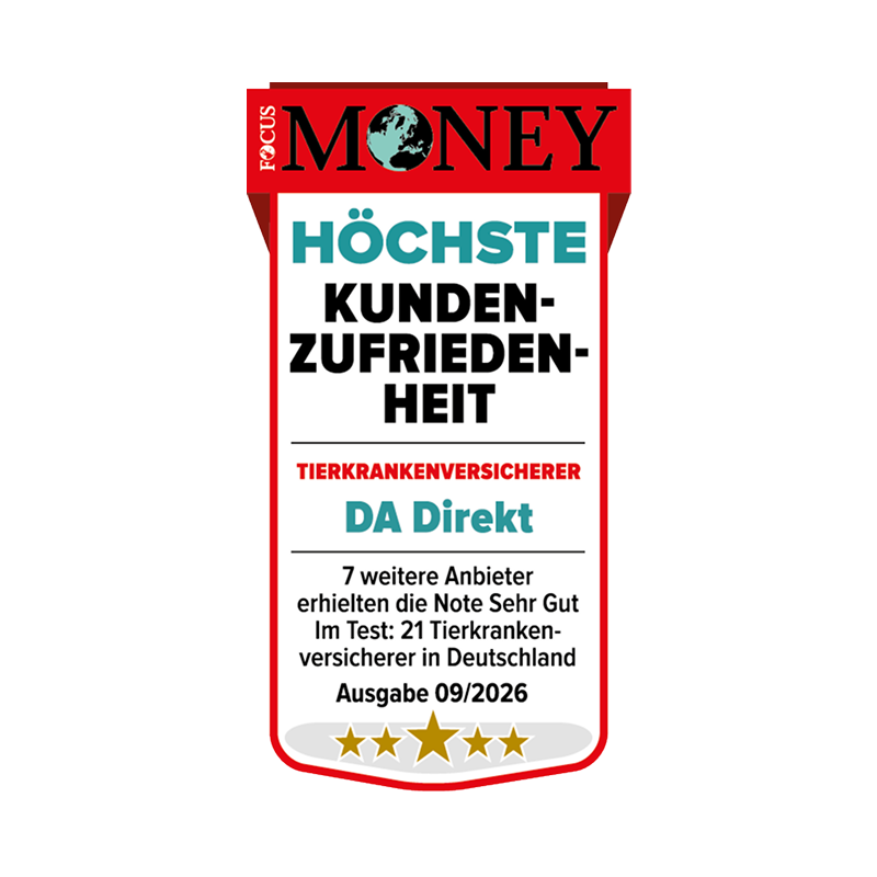 Fokus Money Siegel: Höchste Kundenzufriedenheit für die DA Direkt Tierkrankenversicherung