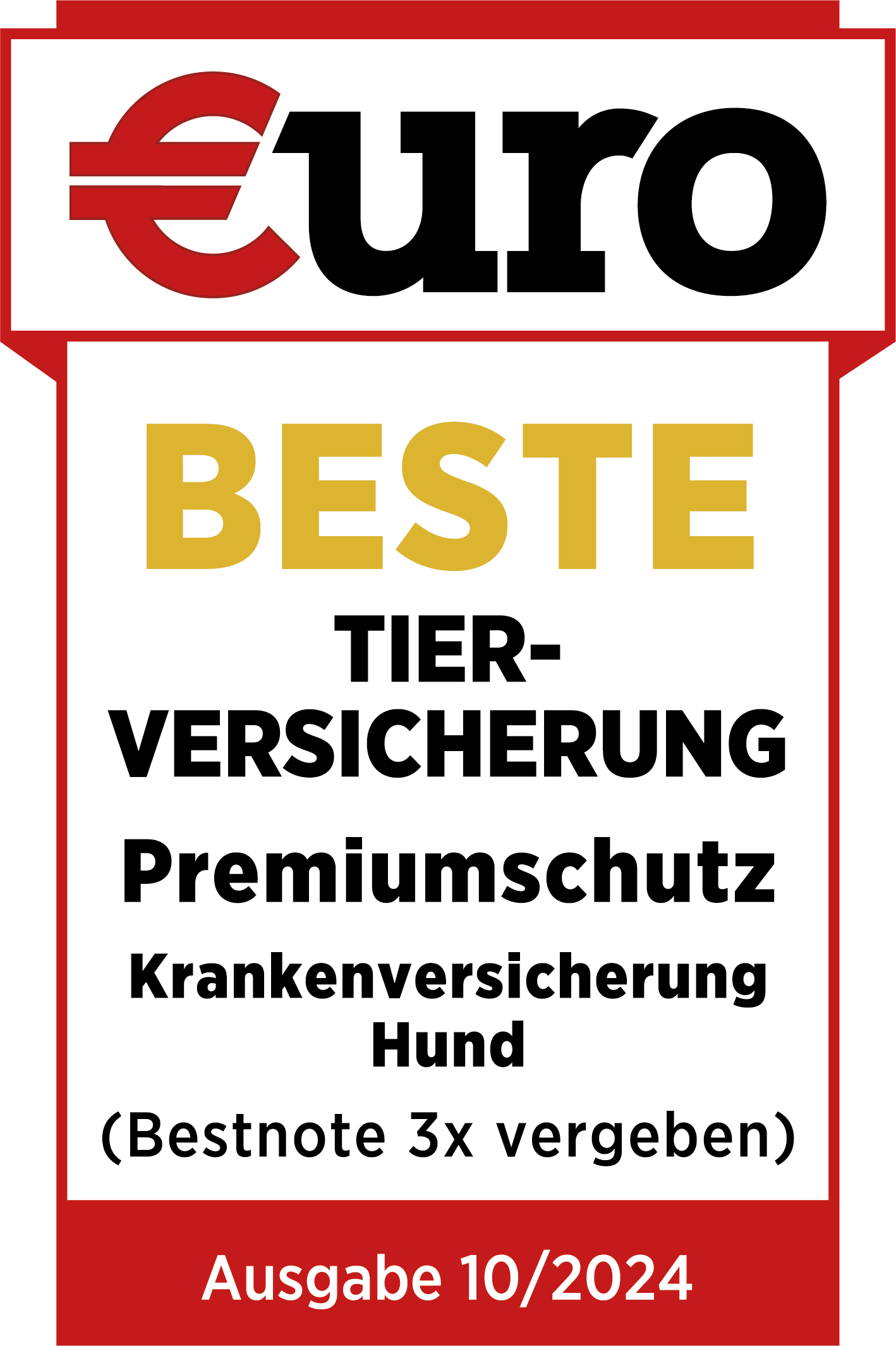 €uro-Magazin Siegel: Beste Tierversicherung für den Premiumschutz der DA Direkt Hundekrankenversicherung