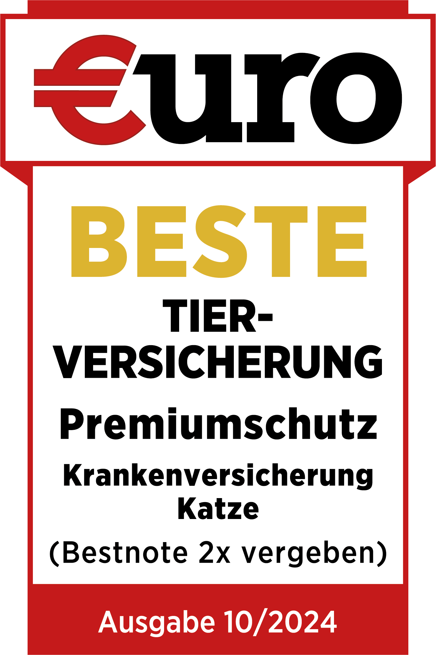 €uro-Magazin Siegel: Beste Tierversicherung für den Premiumschutz der DA Direkt Katzenkrankenversicherung