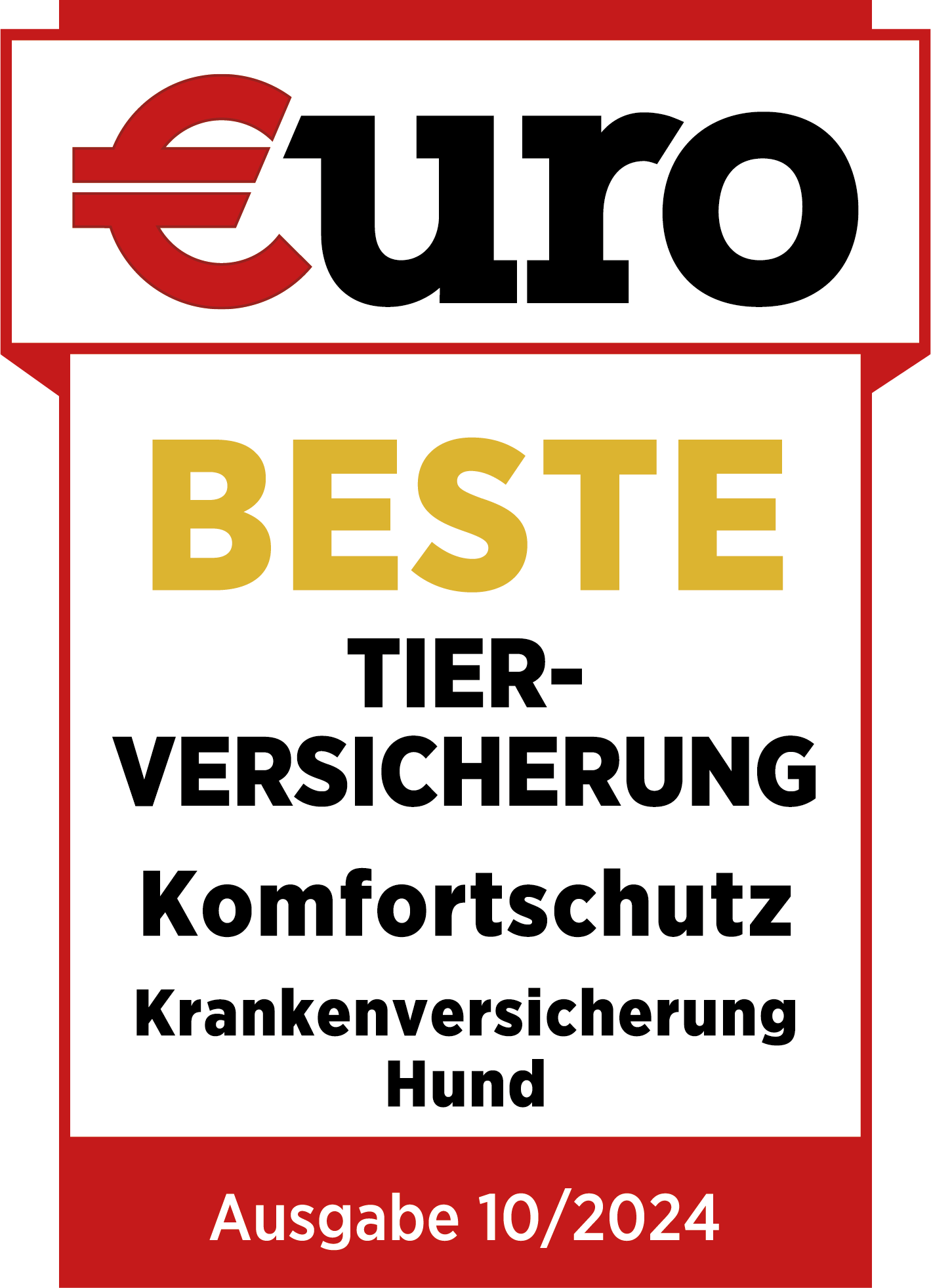 €uro-Magazin Siegel: Beste Tierversicherung für den Komfortschutz der DA Direkt Hundekrankenversicherung