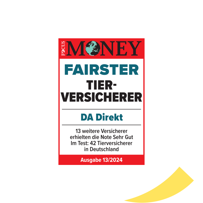 Fokus Money Siegel: Fairster Tierversicherer für die DA Direkt Tierkrankenversicherung
