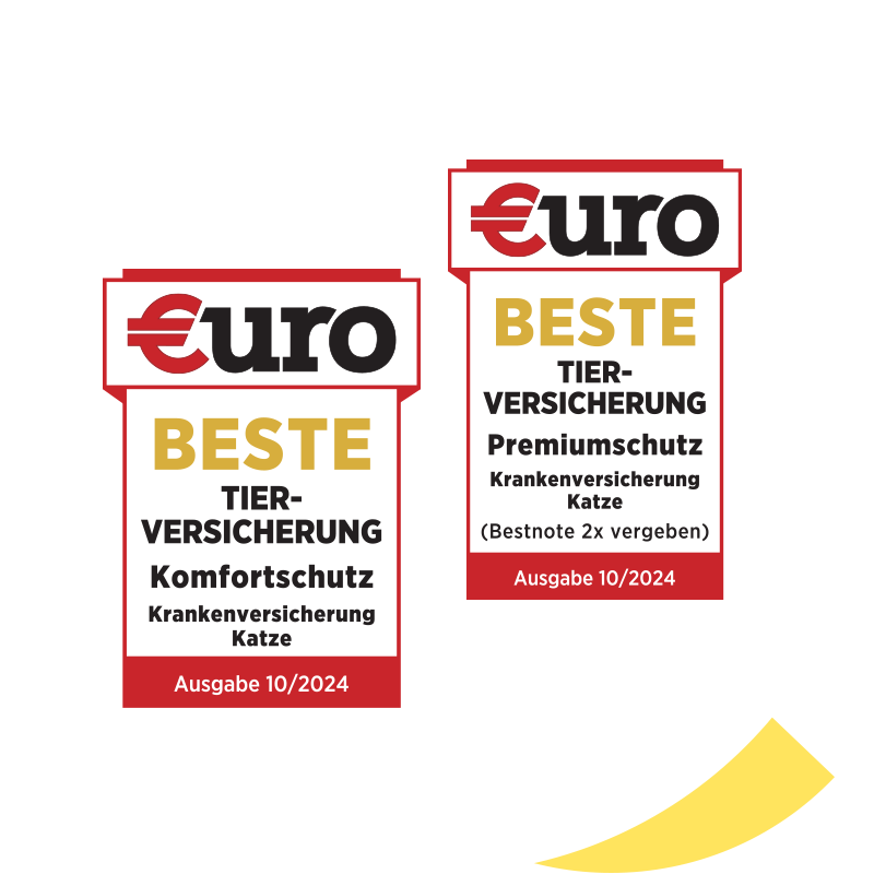 Euro Magazin Testsieger Siegel: Beste Katzenkrankenversicherung in den Tarifen Komfort und Premium