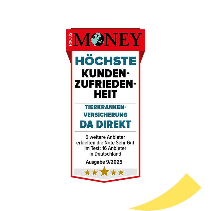 Fokus Money Siegel: Höchste Kundenzufriedenheit für die DA Direkt Tierkrankenversicherung