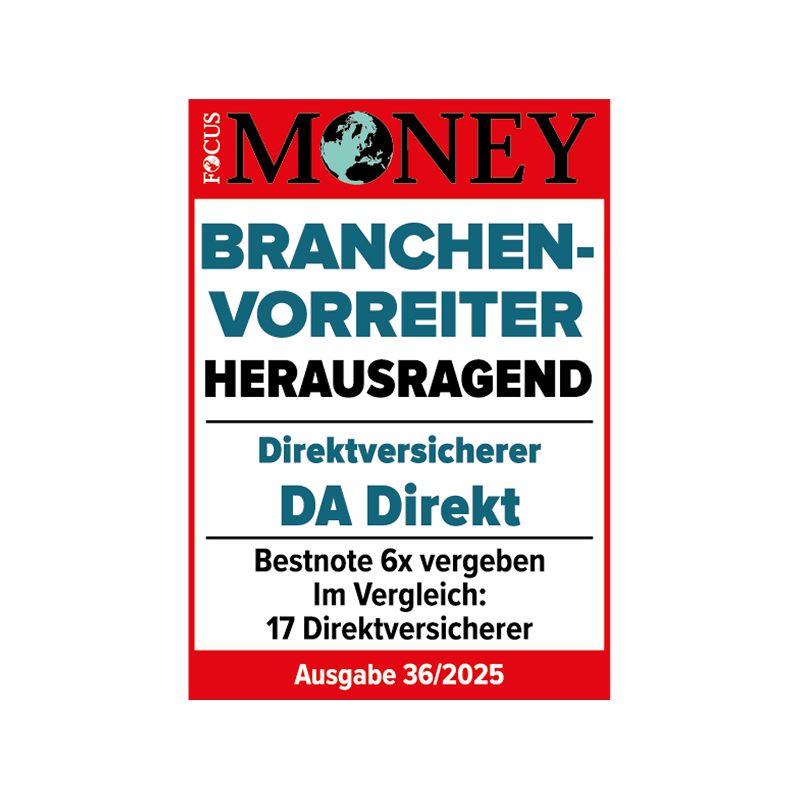 Focus Money Siegel in der Kategorie Branchen-Vorreiter als Direktversicherer für die DA Direkt Versicherung
