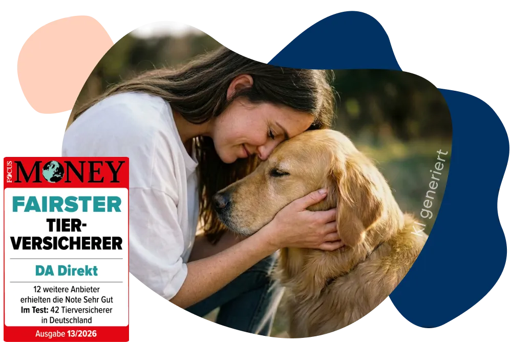 Frau schmust mit ihrem Hund Stirn an Stirn