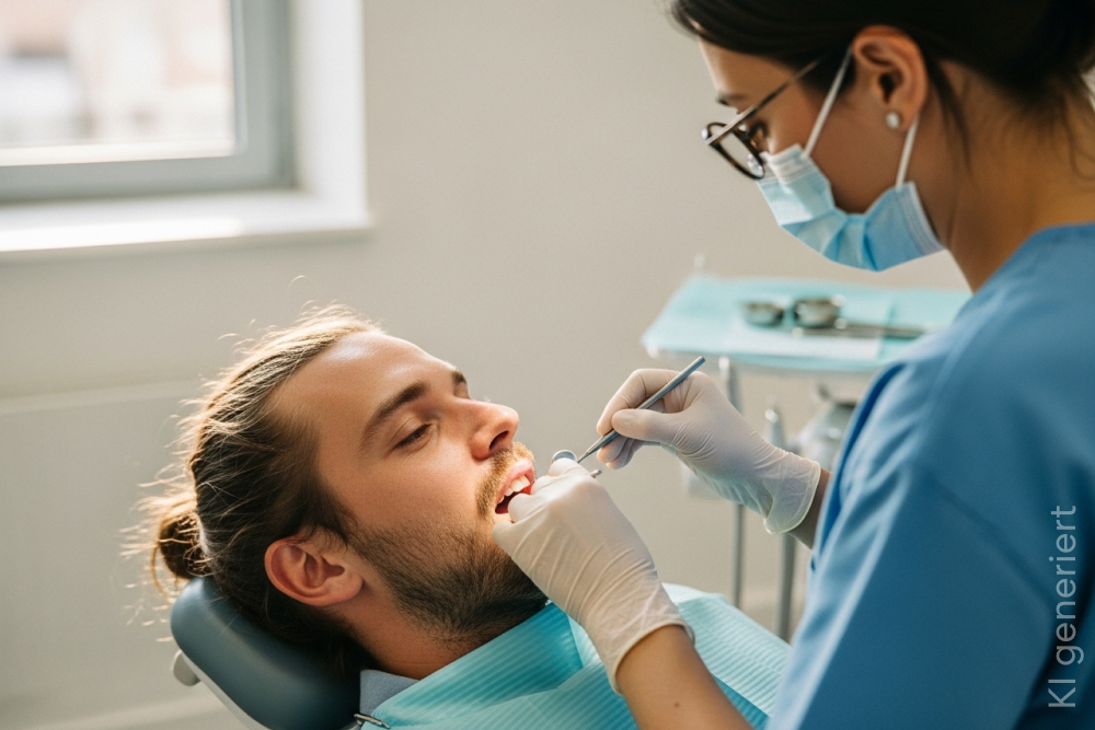 Ein Mann bekommt gerade eine Zahnbehandlung