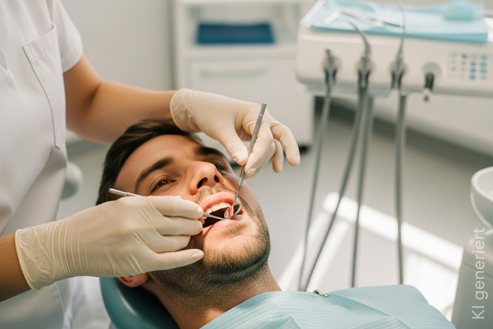 Ein Mann bekommt gerade eine Zahnbehandlung